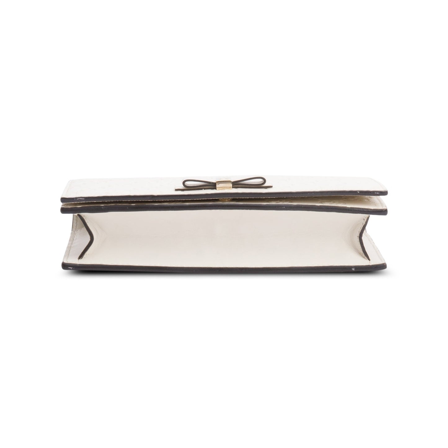 Gucci White Signature Leather Bow Mini Wallet On Chain