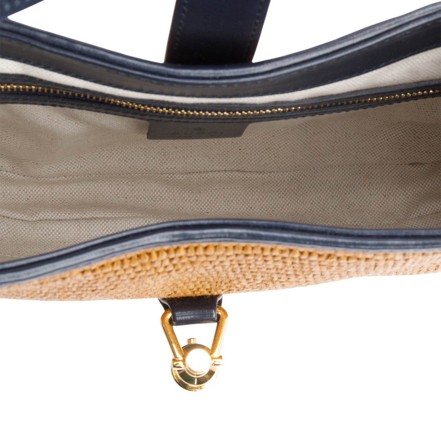 Gucci Neutral Raffia Black Leather Small Jackie 1961 Shoulder Bag