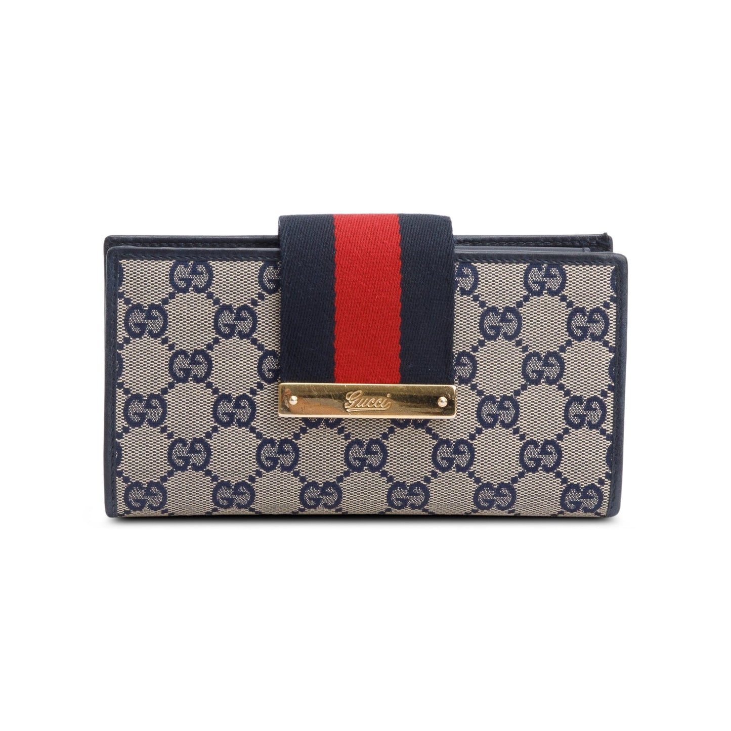 Balenciaga Grey GG Canvas Web Continental Wallet