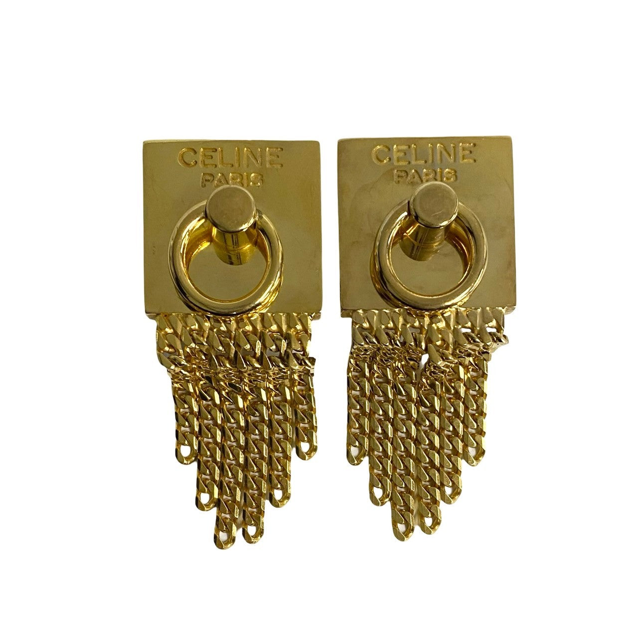 CELINE Earring Gold Plated gold logo ring Metal motif Ring Earring Women