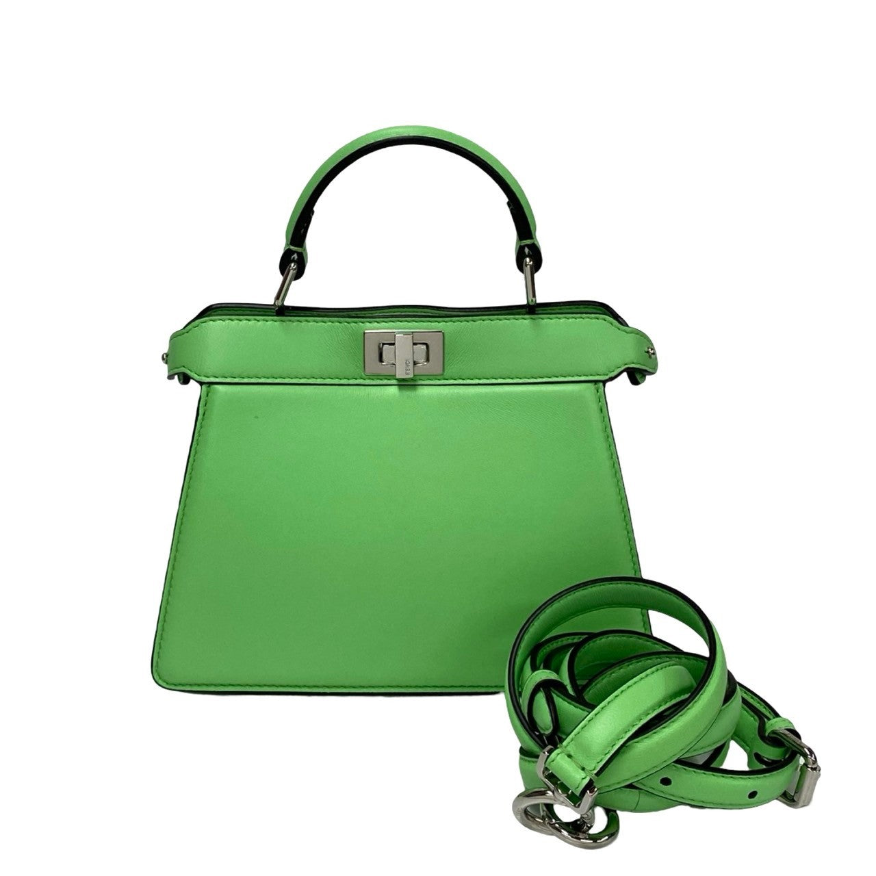 FENDI Shoulder Bag leather green Peekaboo I See You Petit