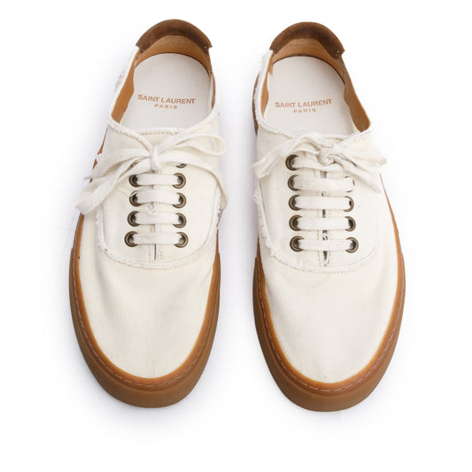 Saint Laurent White Distressed Venice Sneakers, Size 38