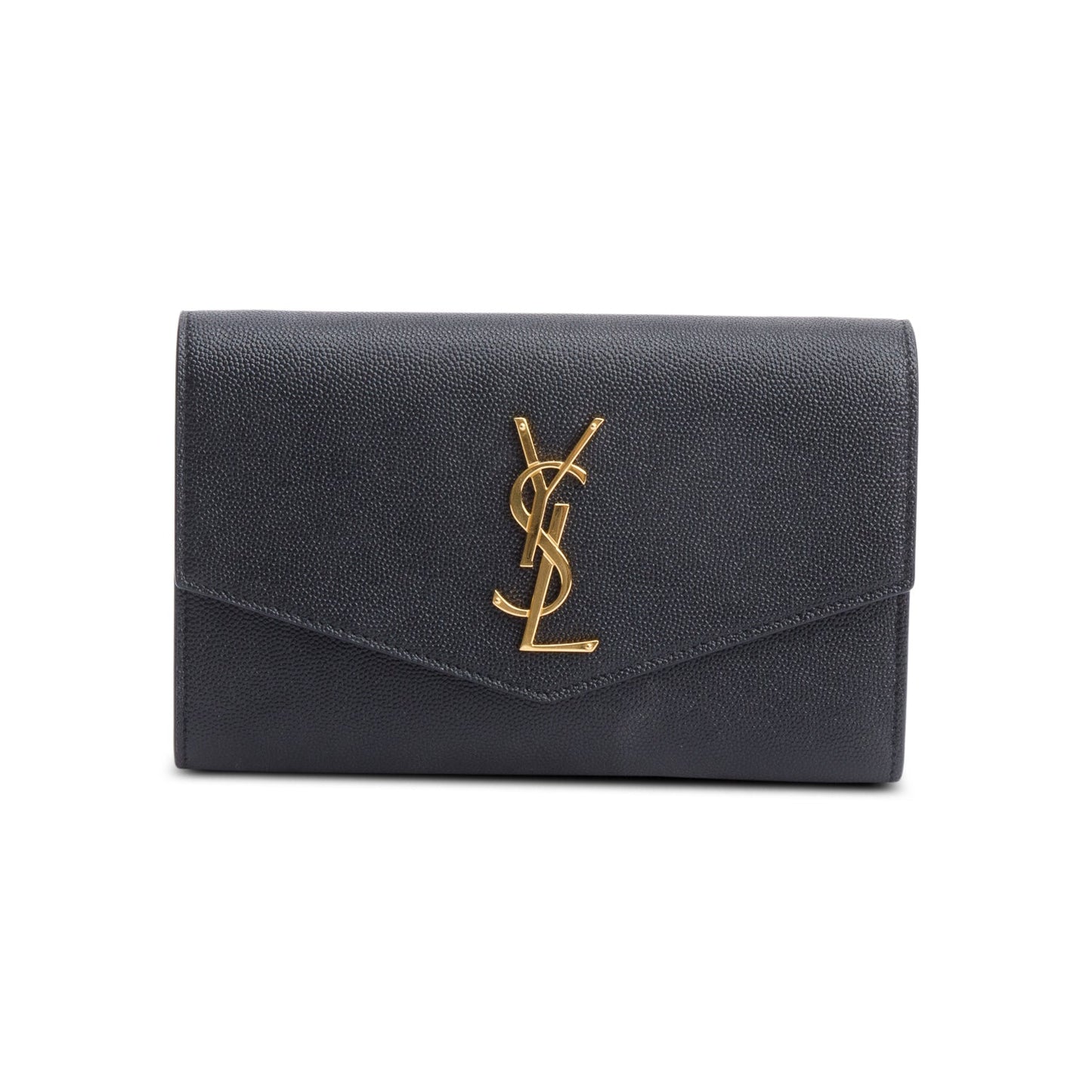 Saint Laurent 2021 Black Grain De Poudre Leather Uptown Chain Wallet