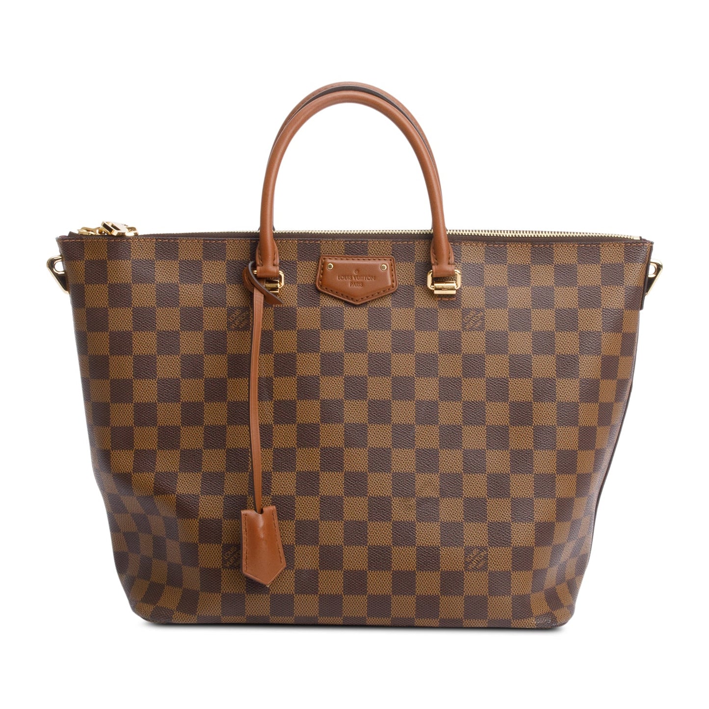 Louis Vuitton Damier Ebene Brown Leather Belmont Tote