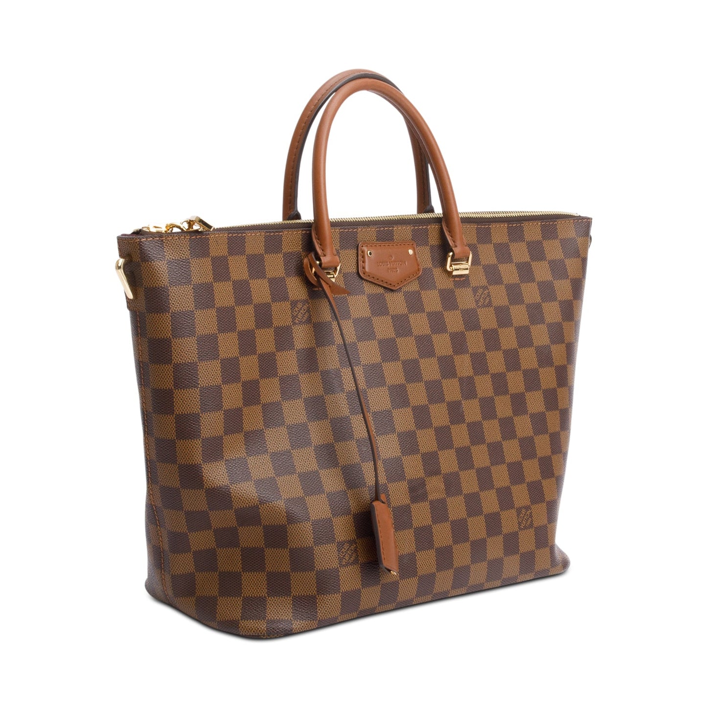 Louis Vuitton Damier Ebene Brown Leather Belmont Tote