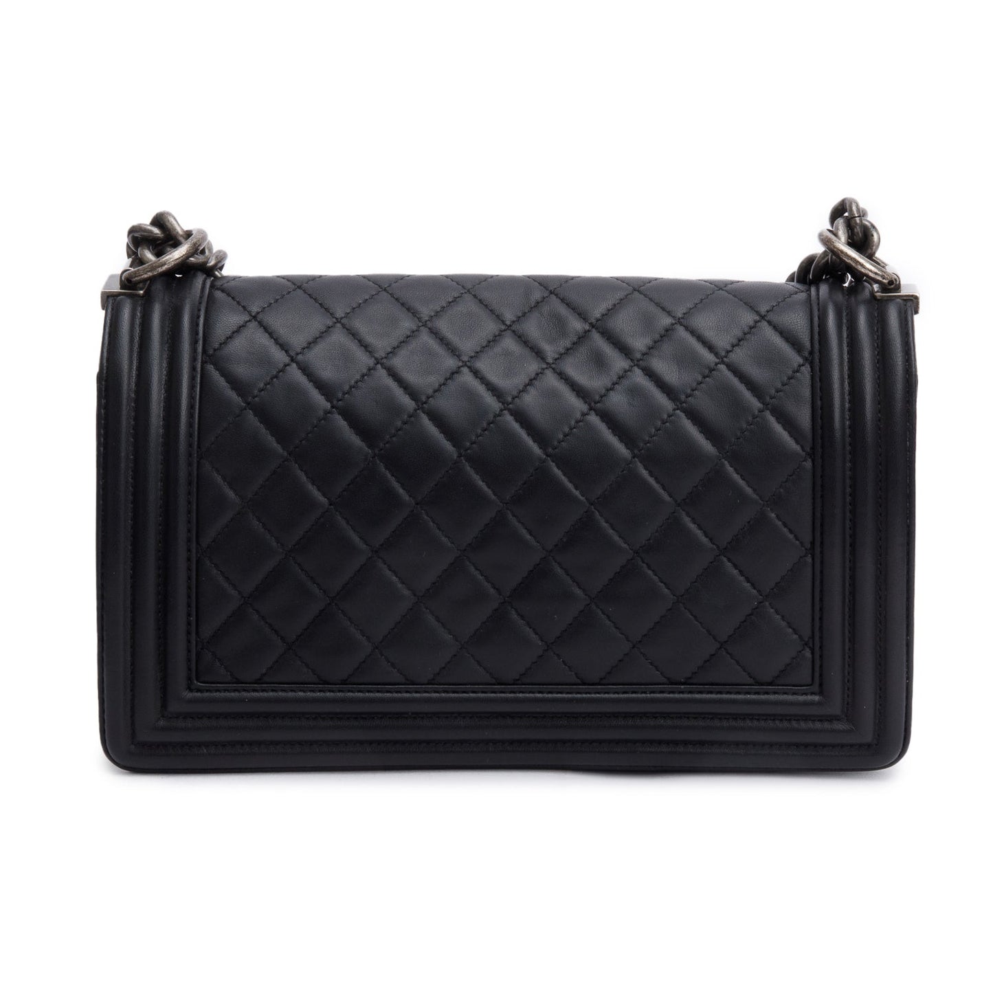 Chanel Black Quilted Lambskin Leather Medium Boy Bag