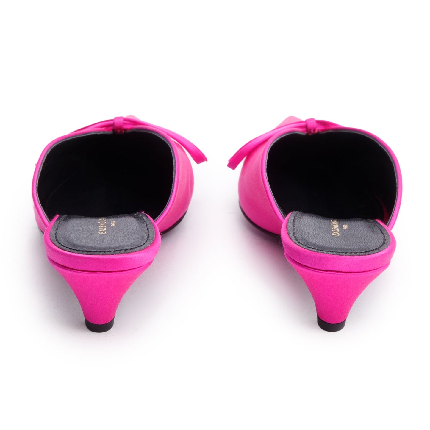 Balenciaga Pink Satin Knife Bow Slingback Pumps, Size 6