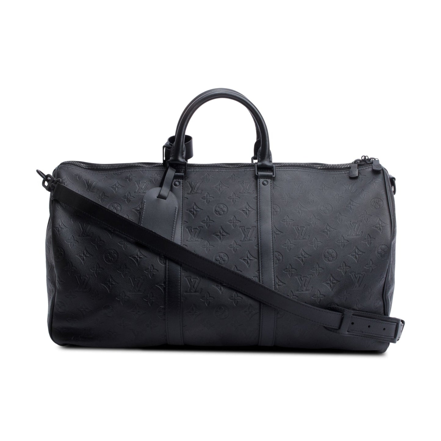 Louis Vuitton Black Monogram Shadow Embossed Keepall Bandouliere 50