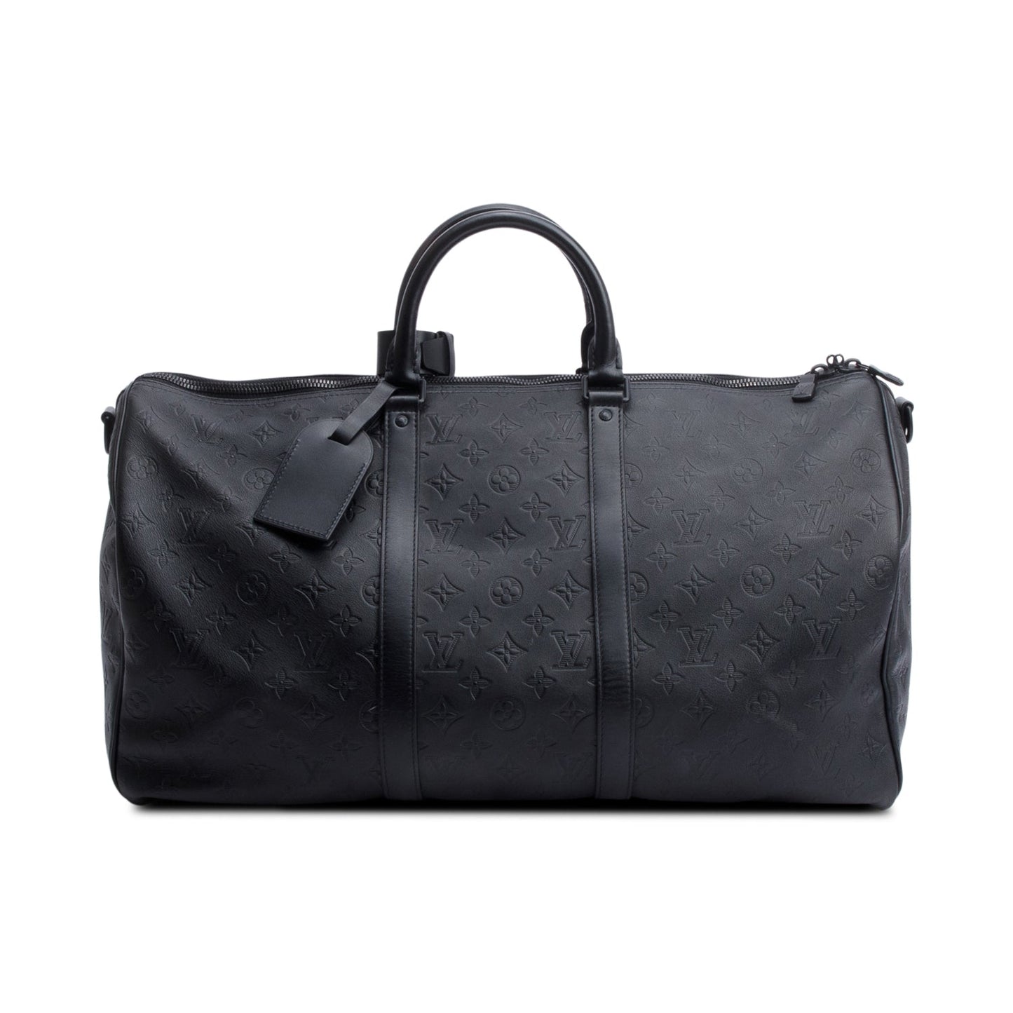 Louis Vuitton Black Monogram Shadow Embossed Keepall Bandouliere 50