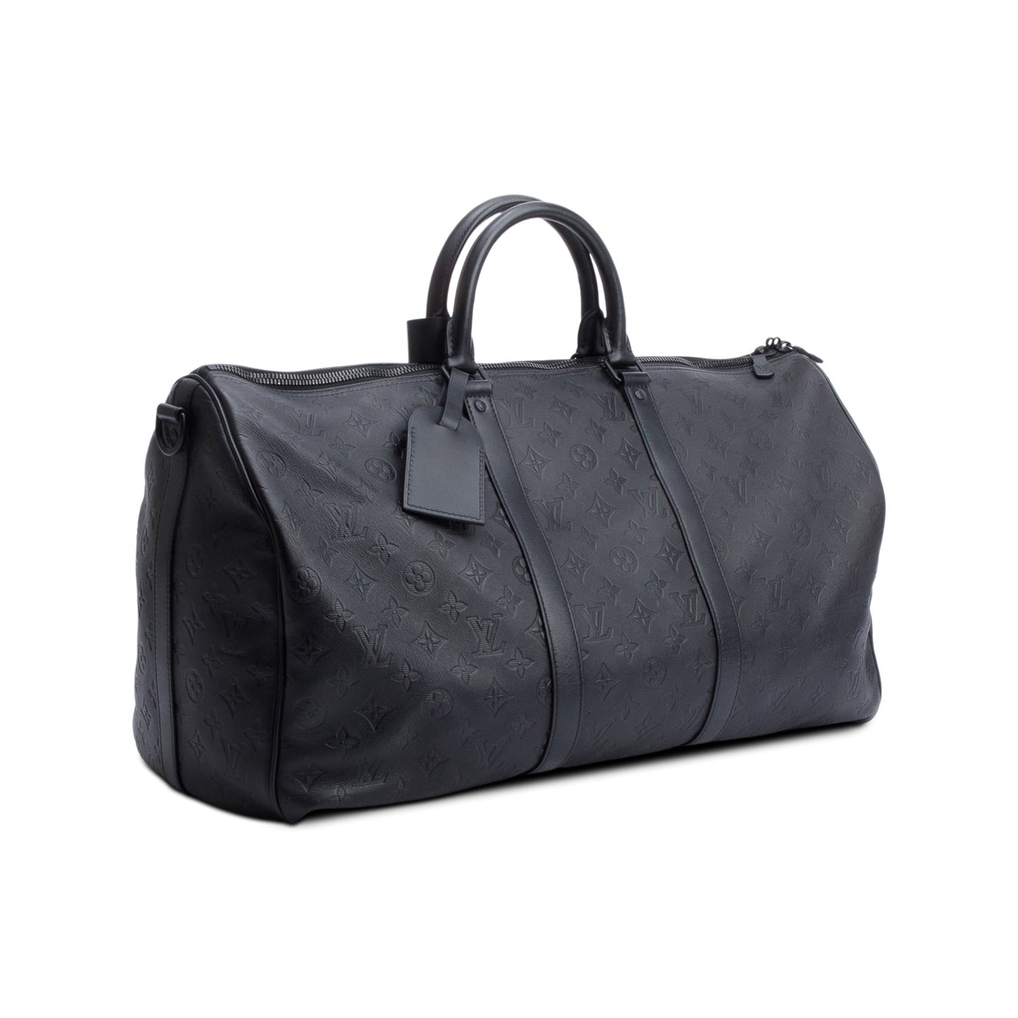 Louis Vuitton Black Monogram Shadow Embossed Keepall Bandouliere 50