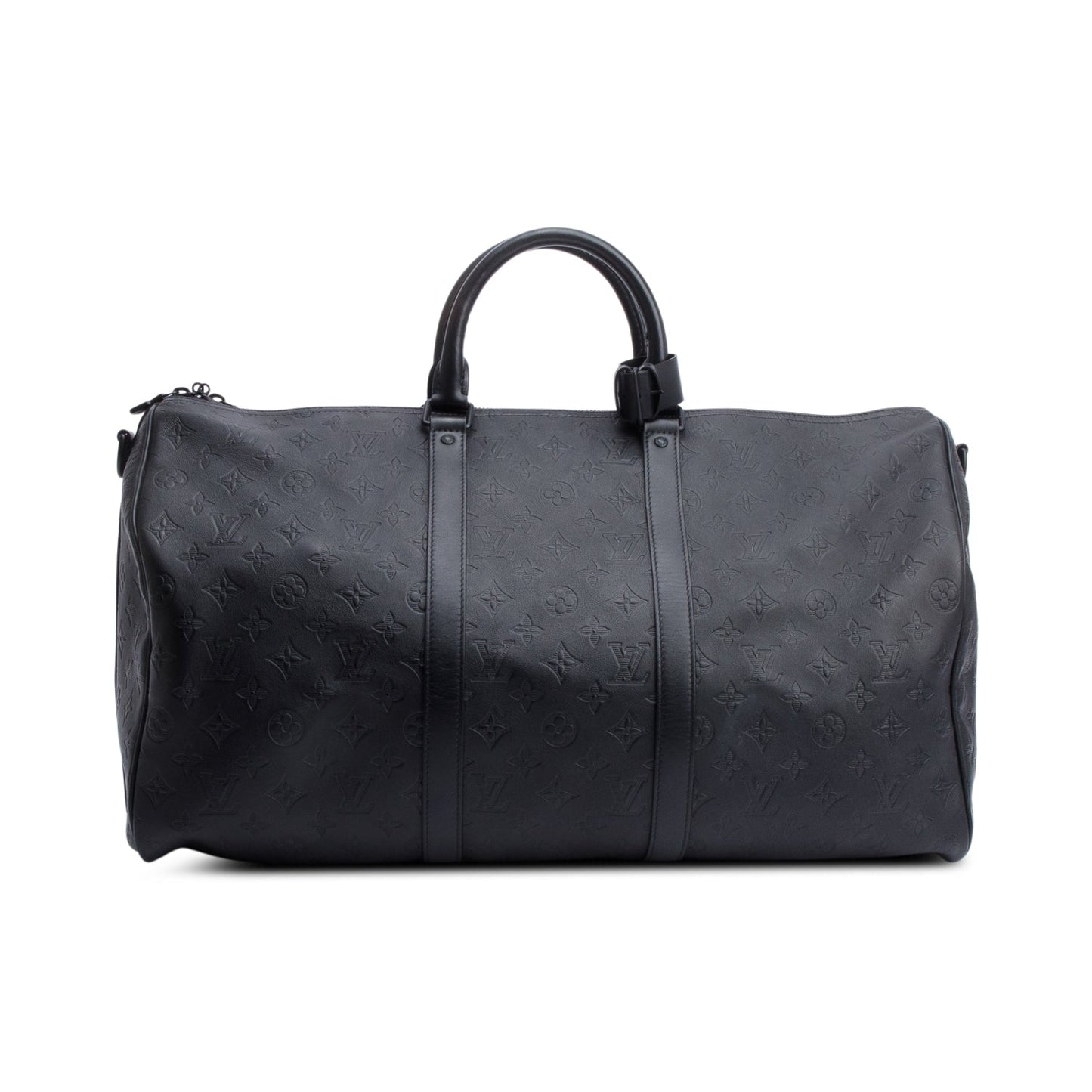 Louis Vuitton Black Monogram Shadow Embossed Keepall Bandouliere 50