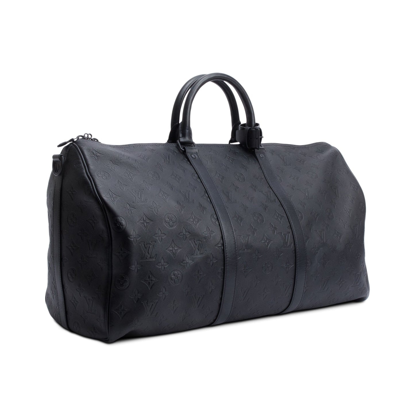 Louis Vuitton Black Monogram Shadow Embossed Keepall Bandouliere 50
