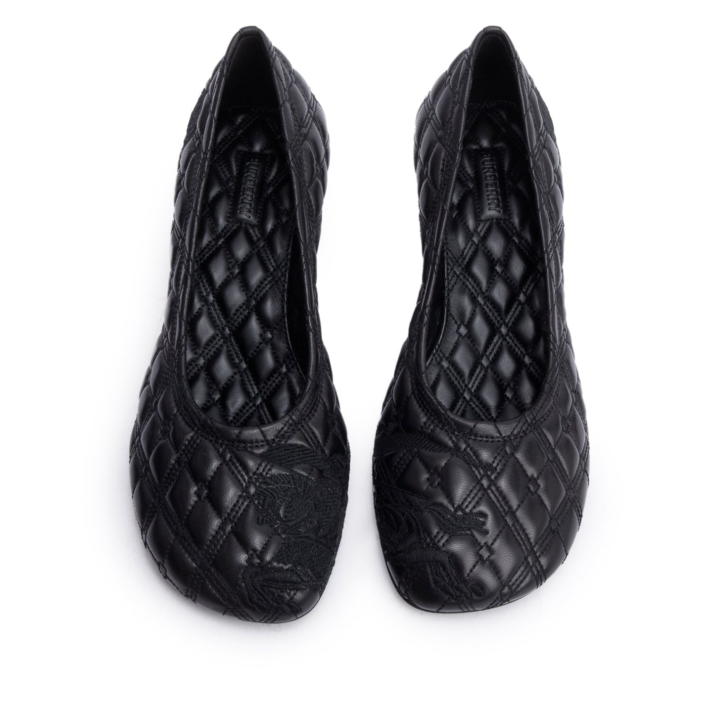 Burberry Black Quilted Nappa Leather Baby Pumps, Size 37.5