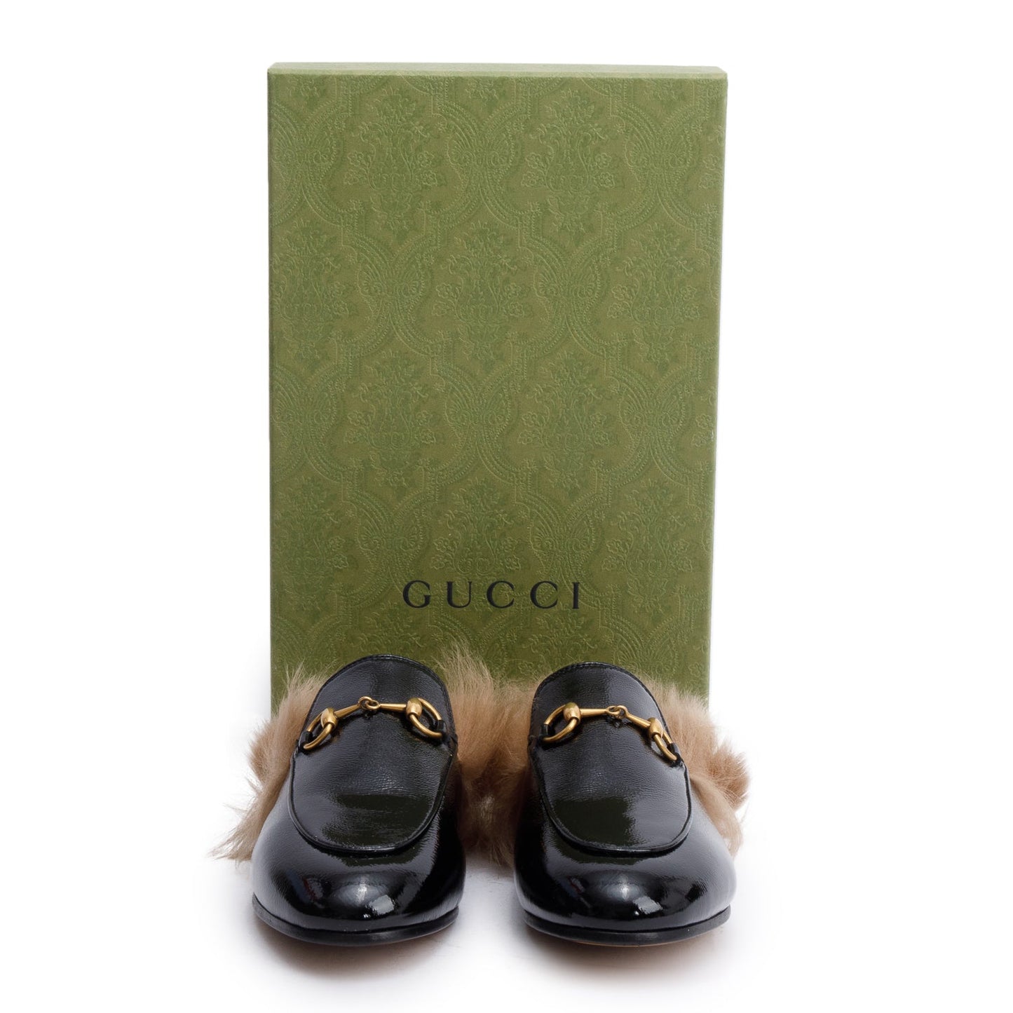 Gucci Black Shiny Leather 2015 Re-Edition Princetown Mules, Size 36.5
