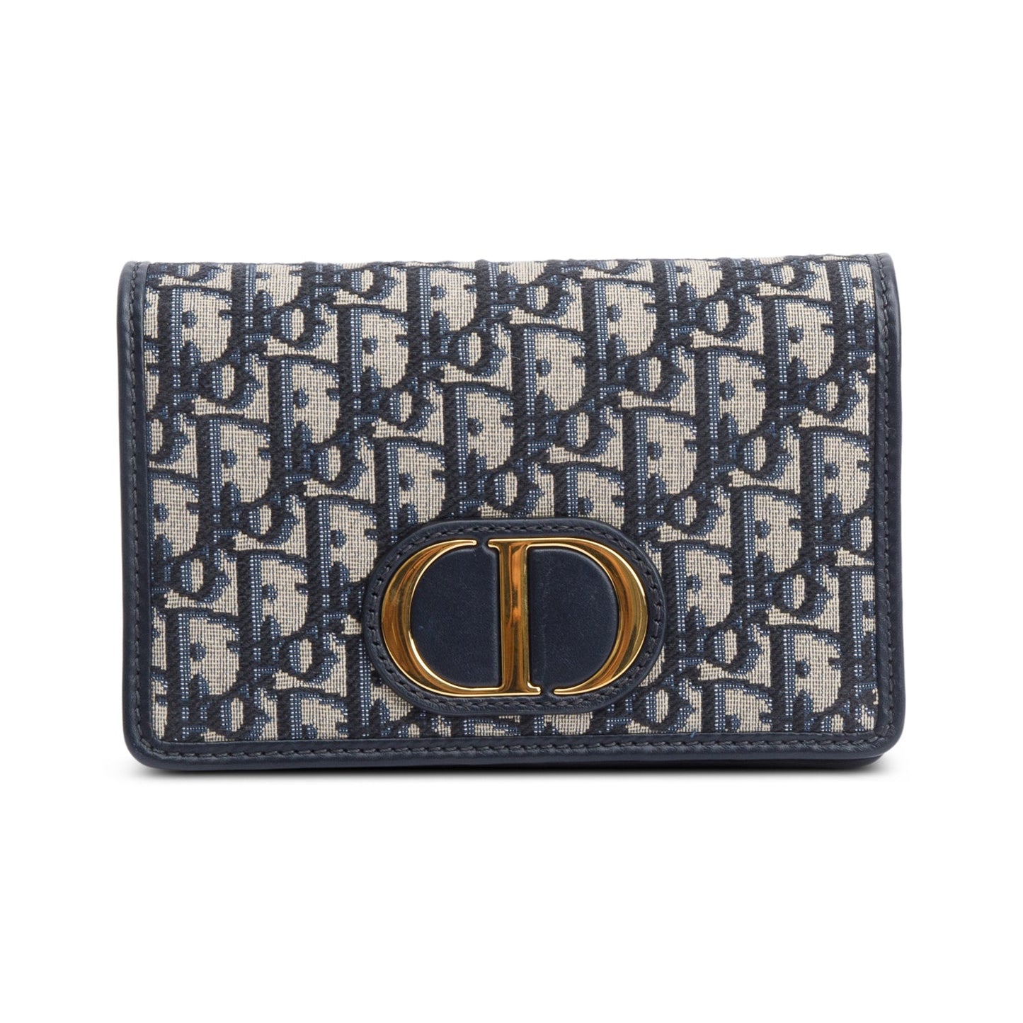 Christian Dior 2022 Navy Oblique 30 Montaigne 2-In-1 Pouch Bag