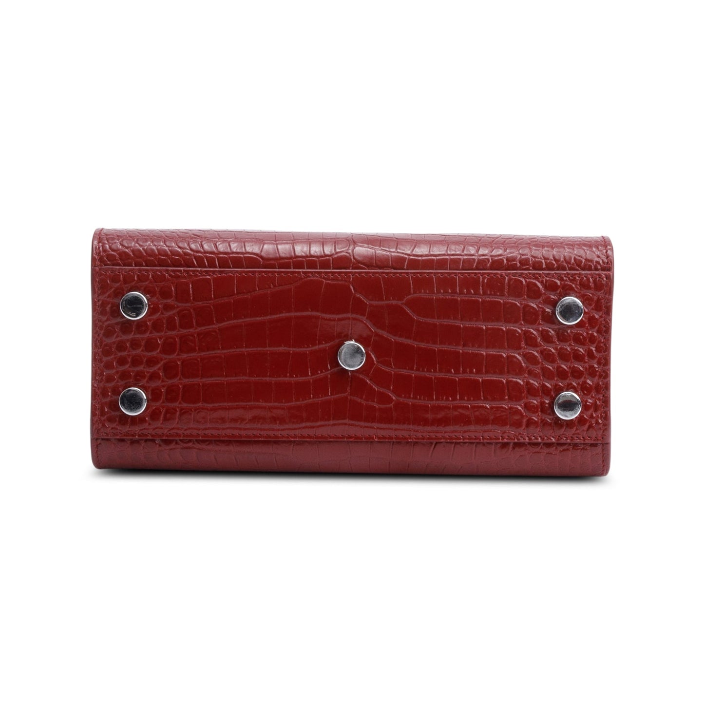 Saint Laurent Burgundy Crocodile Embossed Leather Nano Sac De Jour
