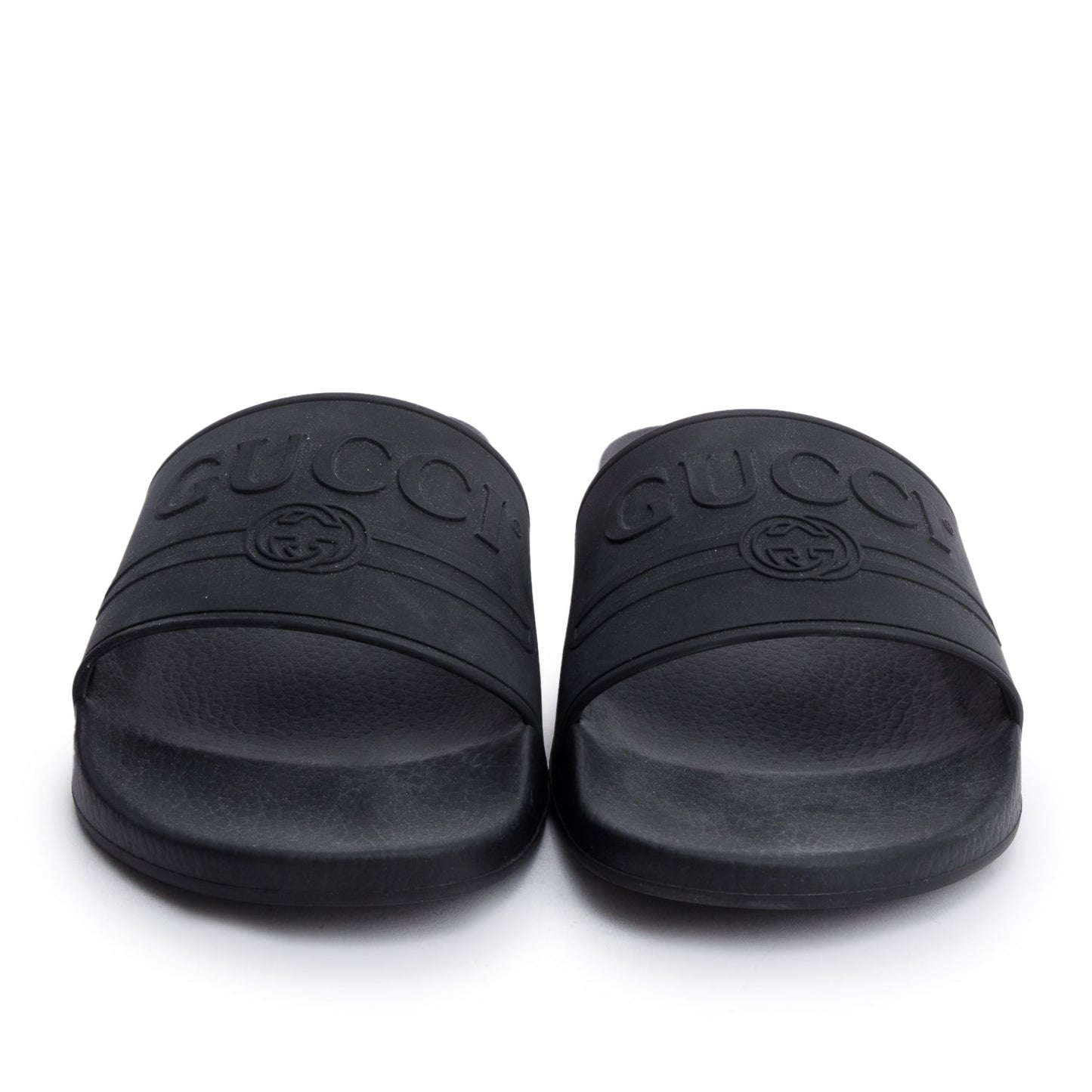Gucci Black Rubber Interlocking G Logo Slides , Size 11