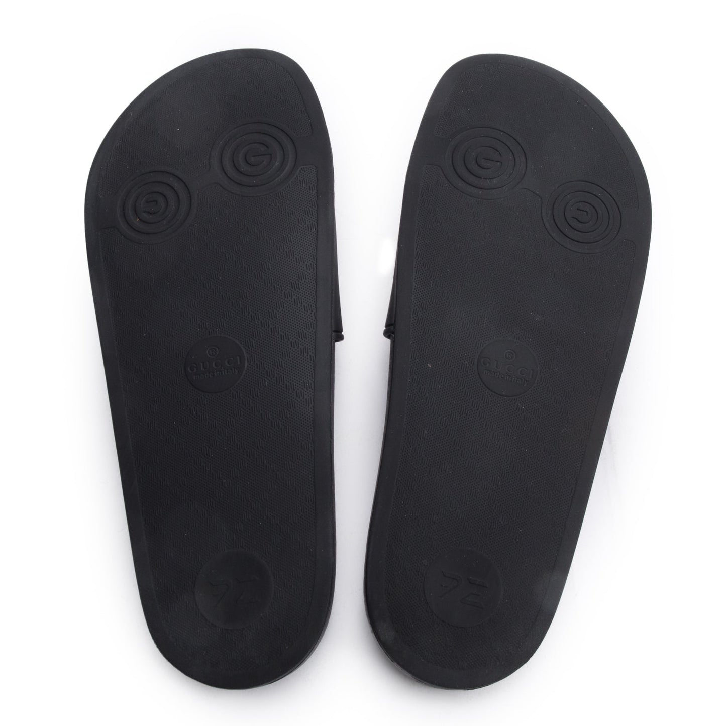 Gucci Black Rubber Interlocking G Logo Slides , Size 11