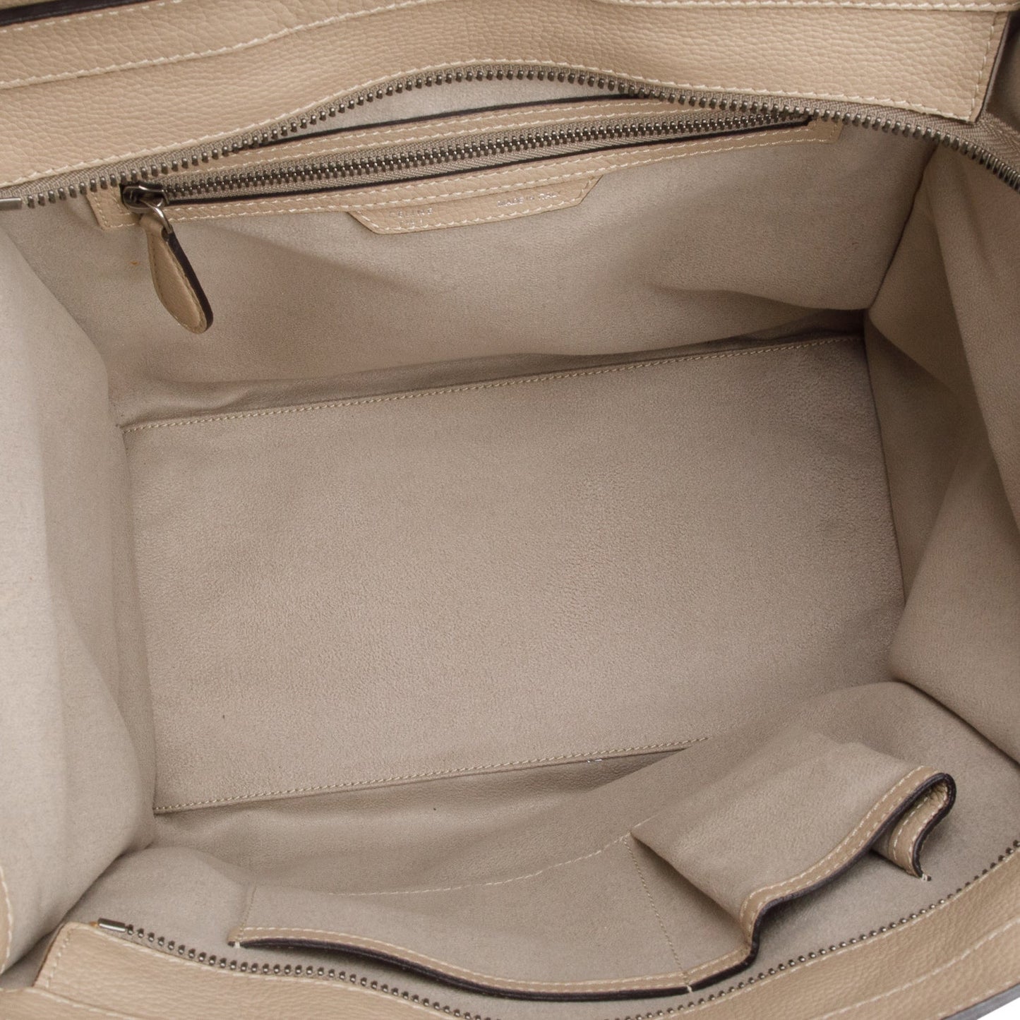 Celine Taupe Drummed Calfskin Leather Mini Luggage Tote