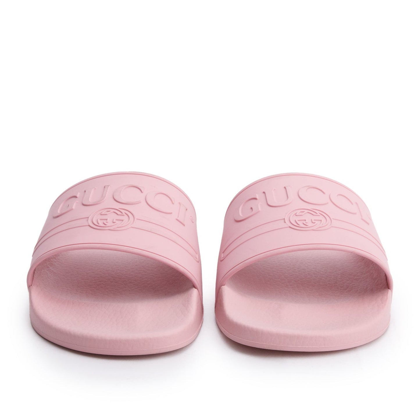 Gucci Pink Rubber Interlocking G Logo Slides , Size 11