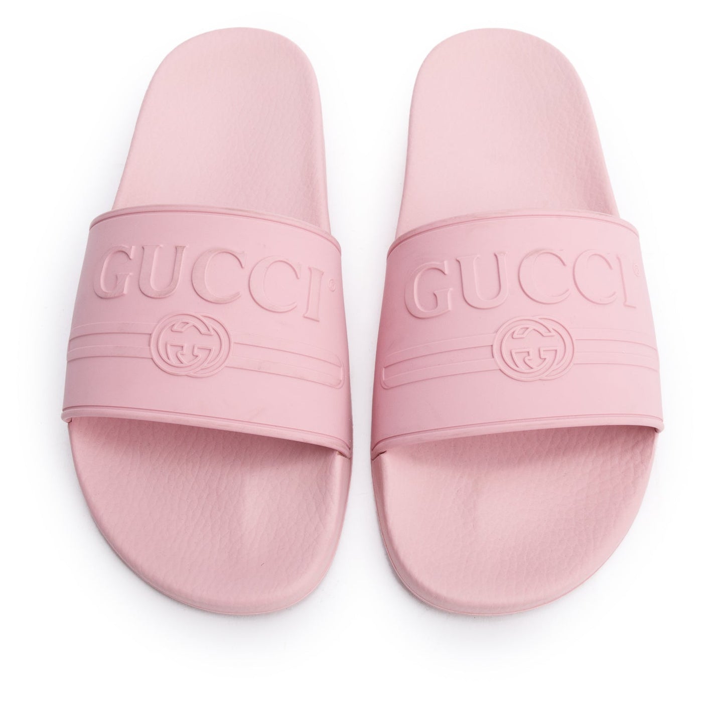 Gucci Pink Rubber Interlocking G Logo Slides , Size 11