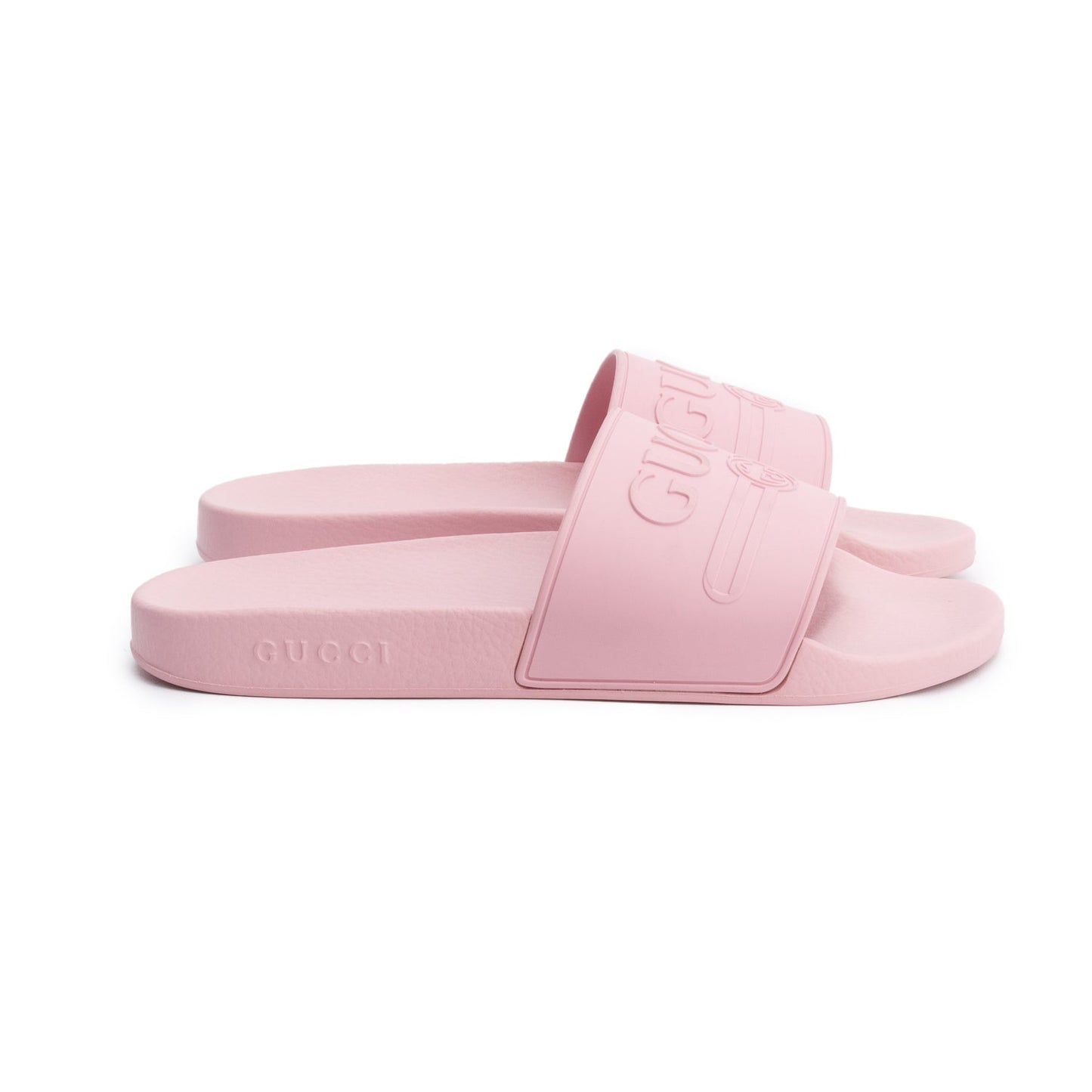 Gucci Pink Rubber Interlocking G Logo Slides , Size 11