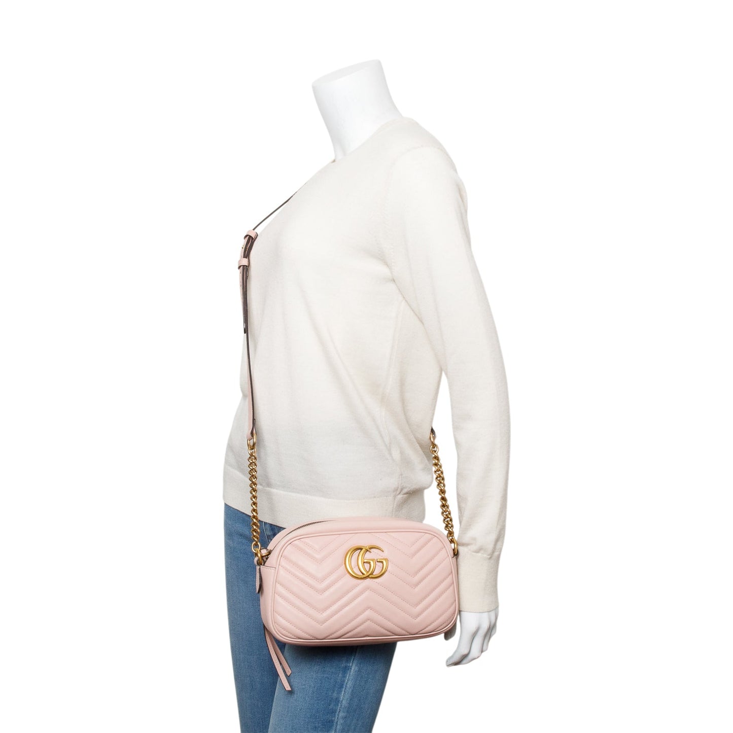 Gucci Pink GG Marmont Matelasse Small Shoulder Bag