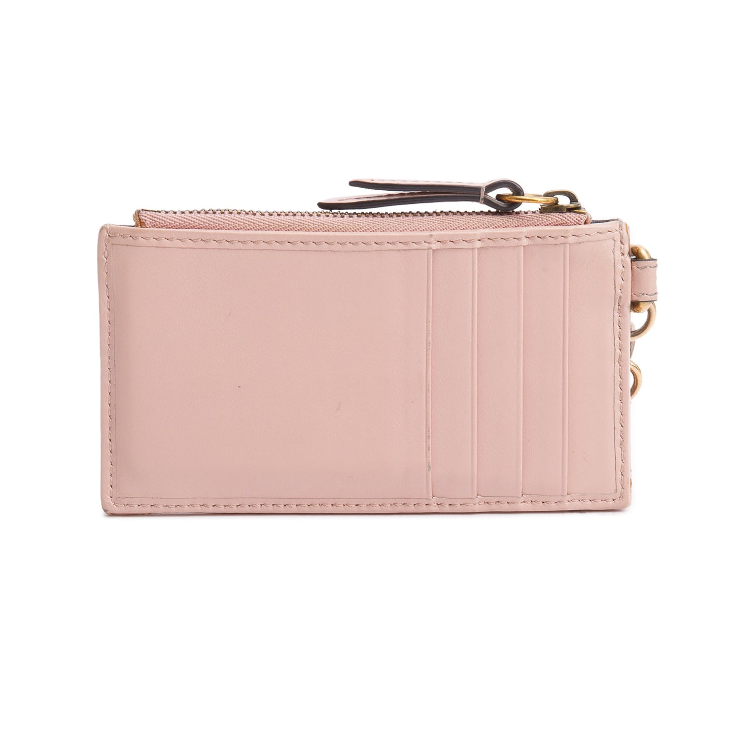 Gucci Pink Calfskin Leather GG Marmont Coin Case Card Holder Wristlet