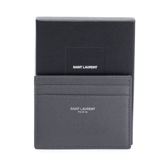 Saint Laurent 2022 Grey Grain de Poudre Leather Paris Credit Card Case