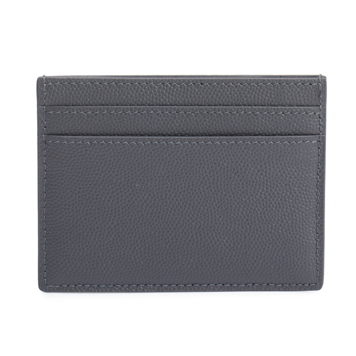 Saint Laurent 2022 Grey Grain de Poudre Leather Paris Credit Card Case