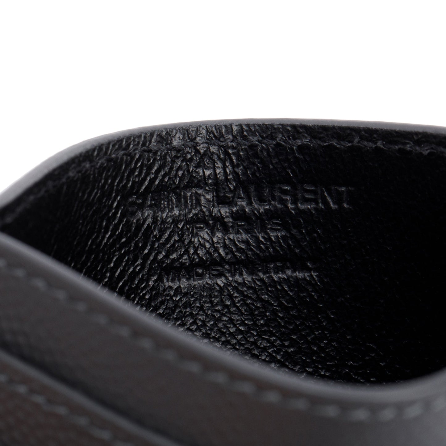 Saint Laurent 2022 Grey Grain de Poudre Leather Paris Credit Card Case