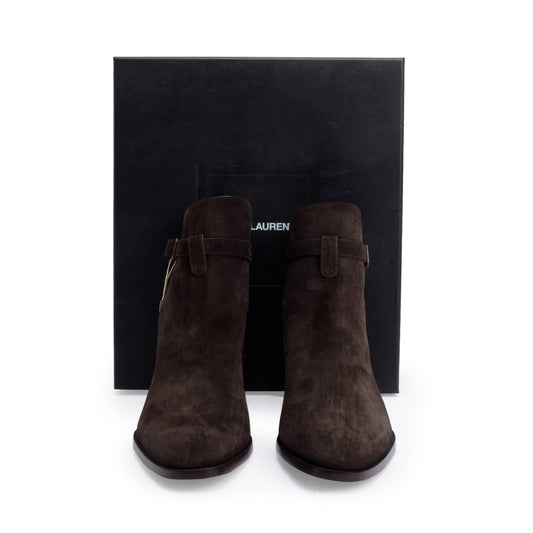 Saint Laurent Brown Suede Wyatt 30 Jodhpur Ankle Boots, Size 44
