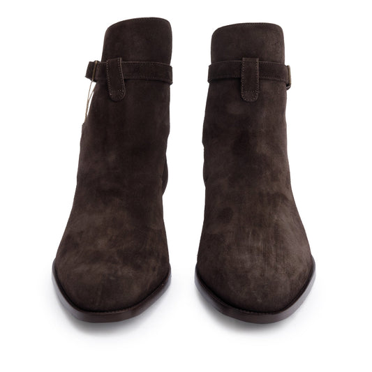 Saint Laurent Brown Suede Wyatt 30 Jodhpur Ankle Boots, Size 44