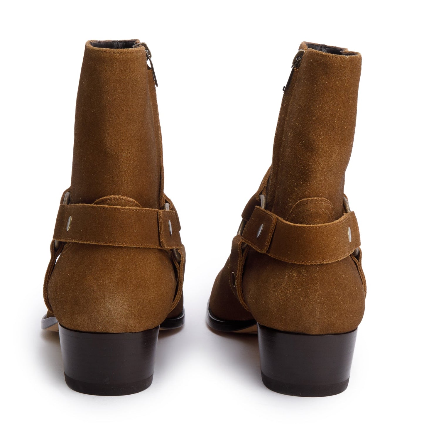 Saint Laurent Brown Suede Wyatt Harnes Ankle Boots, Size 44