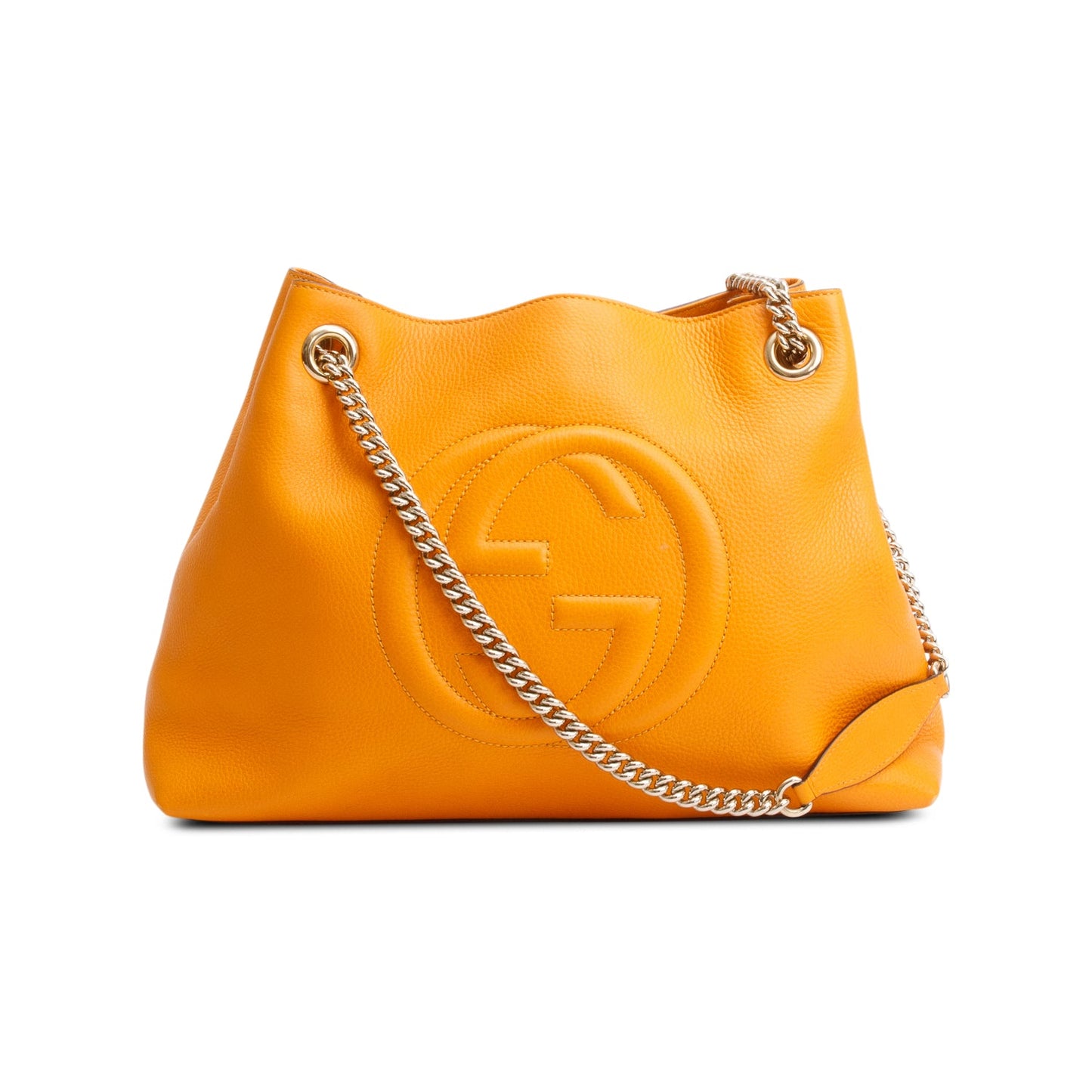 Gucci Orange Grained Leather Medium Soho Chain Tote