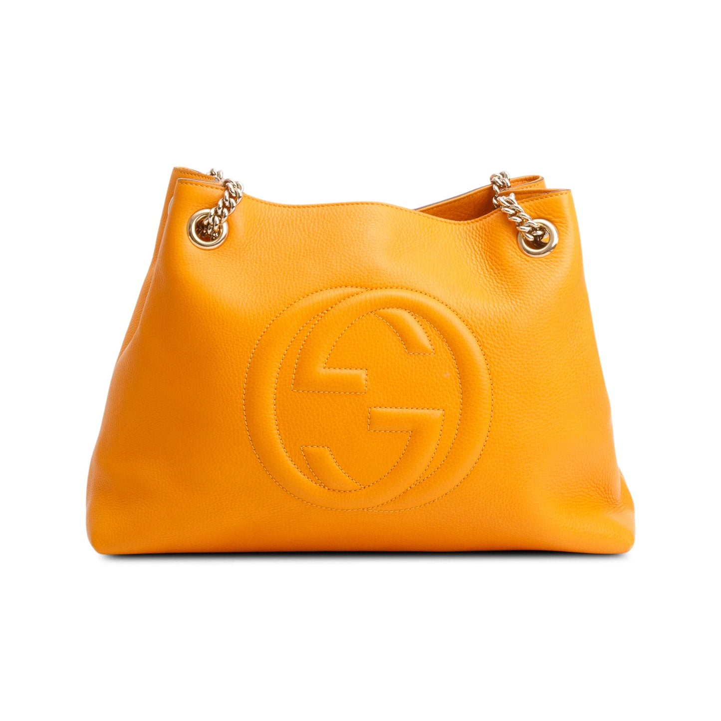 Gucci Orange Grained Leather Medium Soho Chain Tote