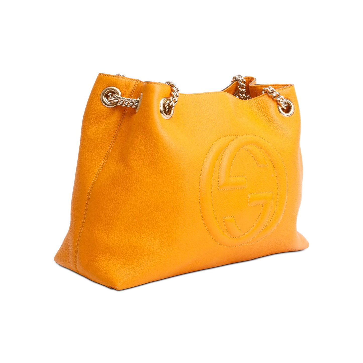 Gucci Orange Grained Leather Medium Soho Chain Tote