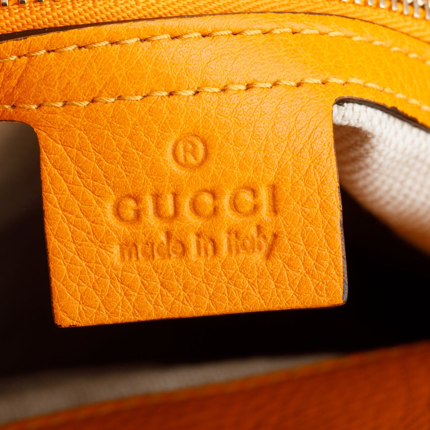 Gucci Orange Grained Leather Medium Soho Chain Tote