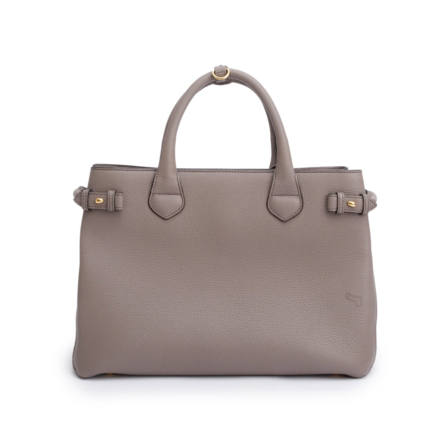 Burberry Grey Calfskin Leather House Check Medium Banner Tote