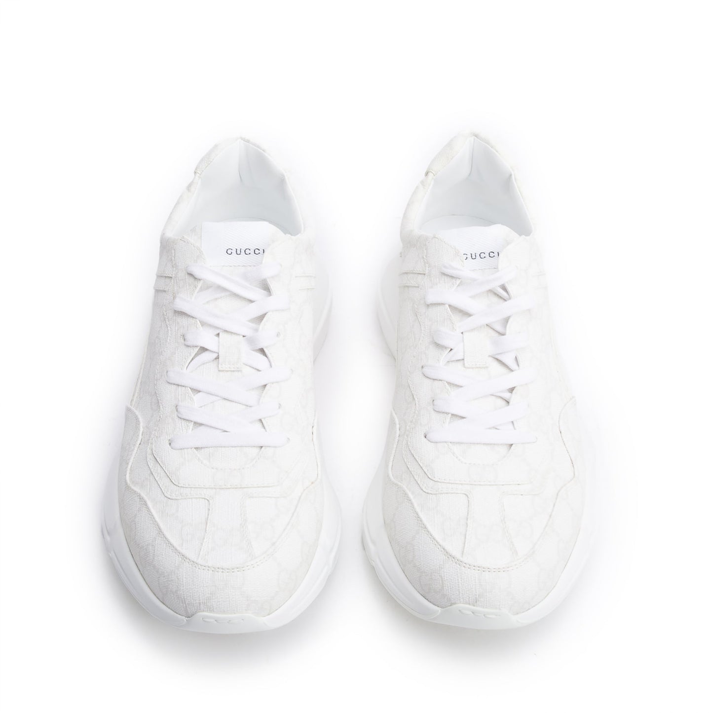 Gucci White GG Supreme Rhyton Sneakers, Size 11.5
