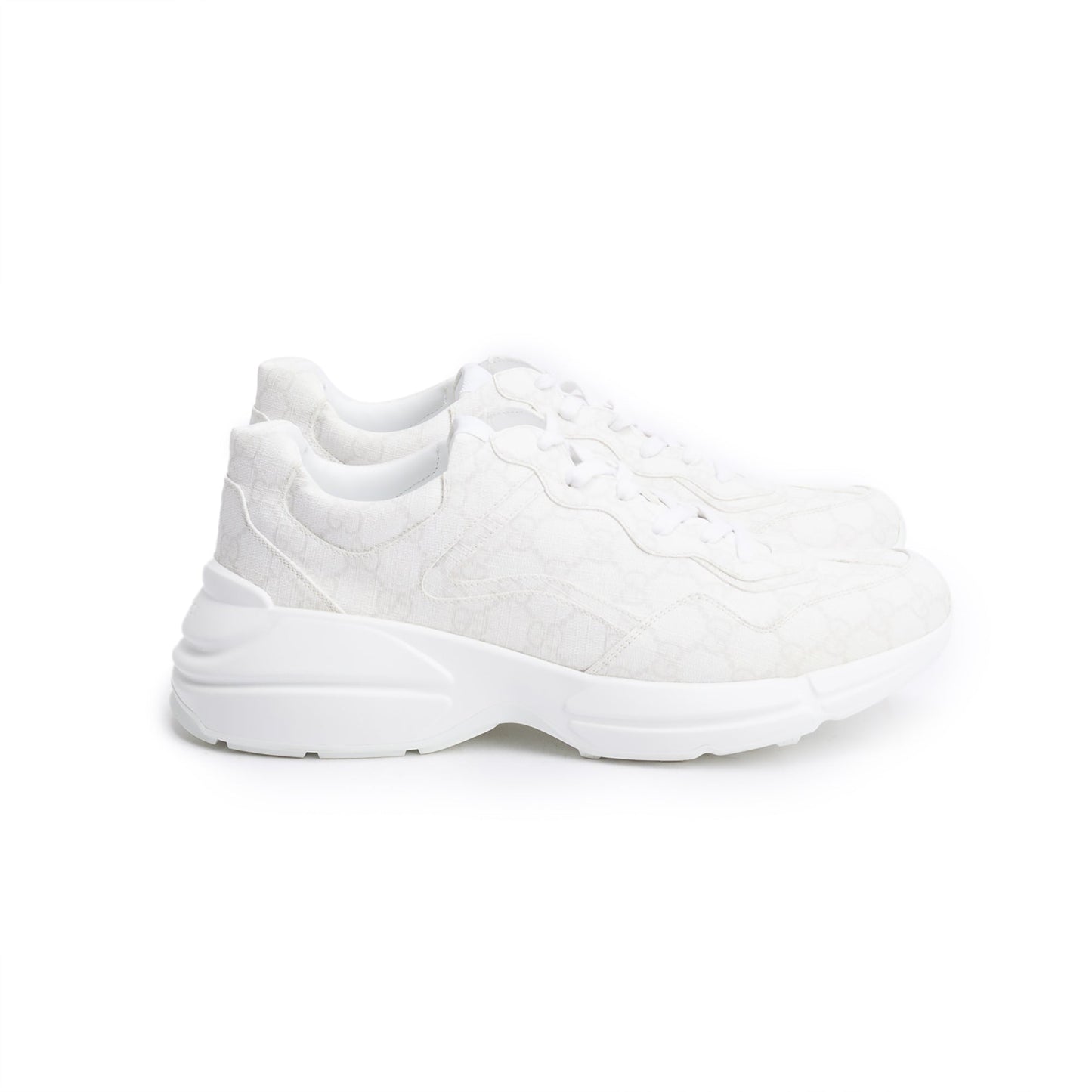Gucci White GG Supreme Rhyton Sneakers, Size 11.5