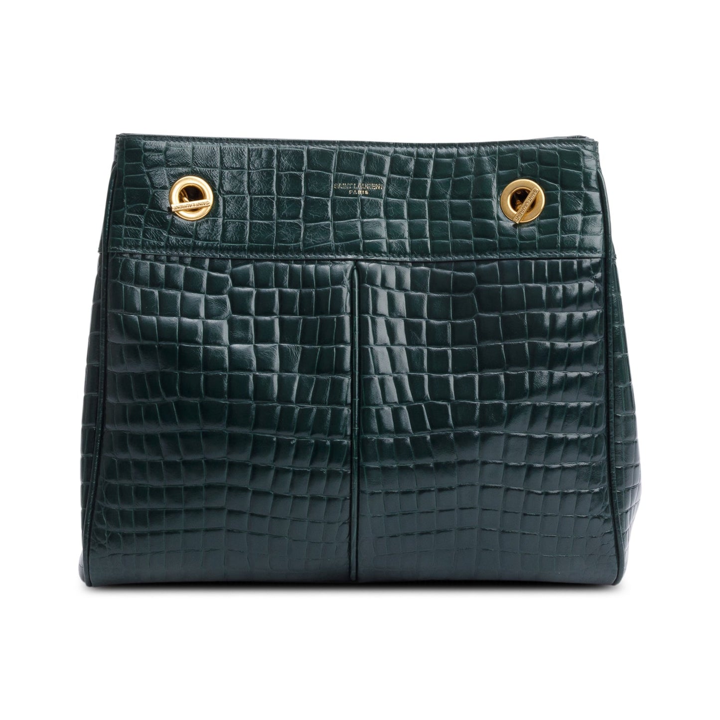 Saint Laurent 2020 Green Croc-Embossed Claude Tote