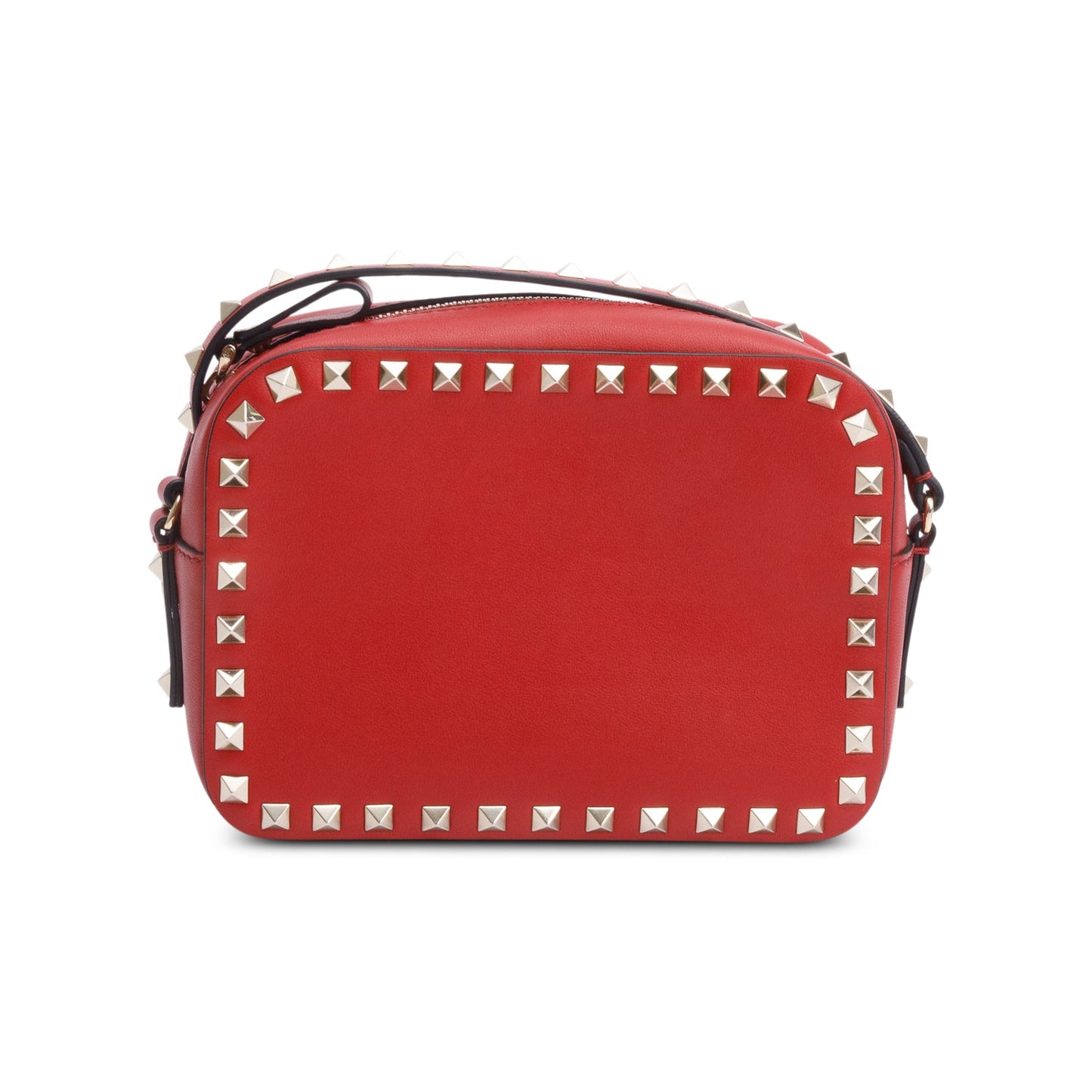 Valentino Red Calfskin Leather Rockstud Camera Crossbody Bag