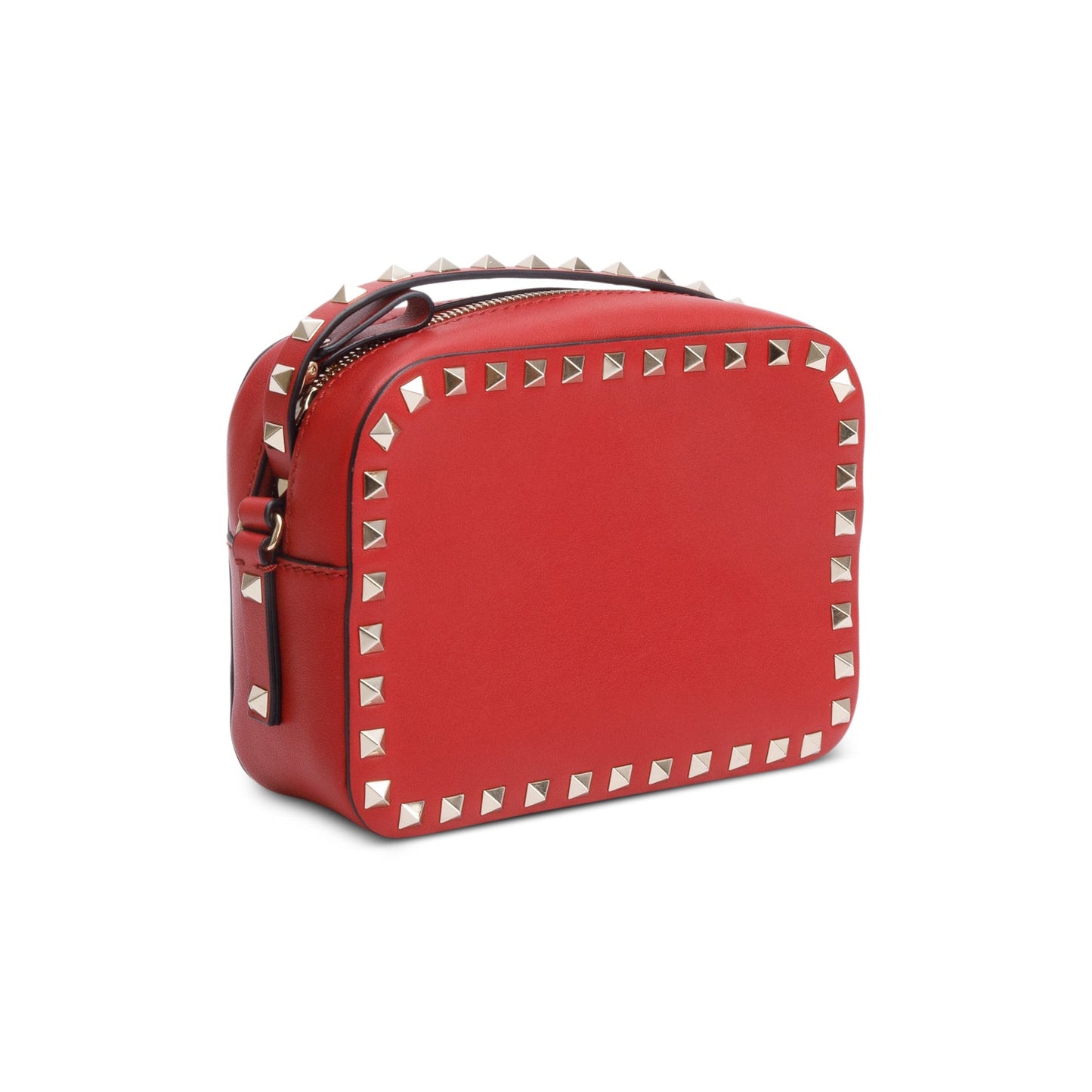 Valentino Red Calfskin Leather Rockstud Camera Crossbody Bag
