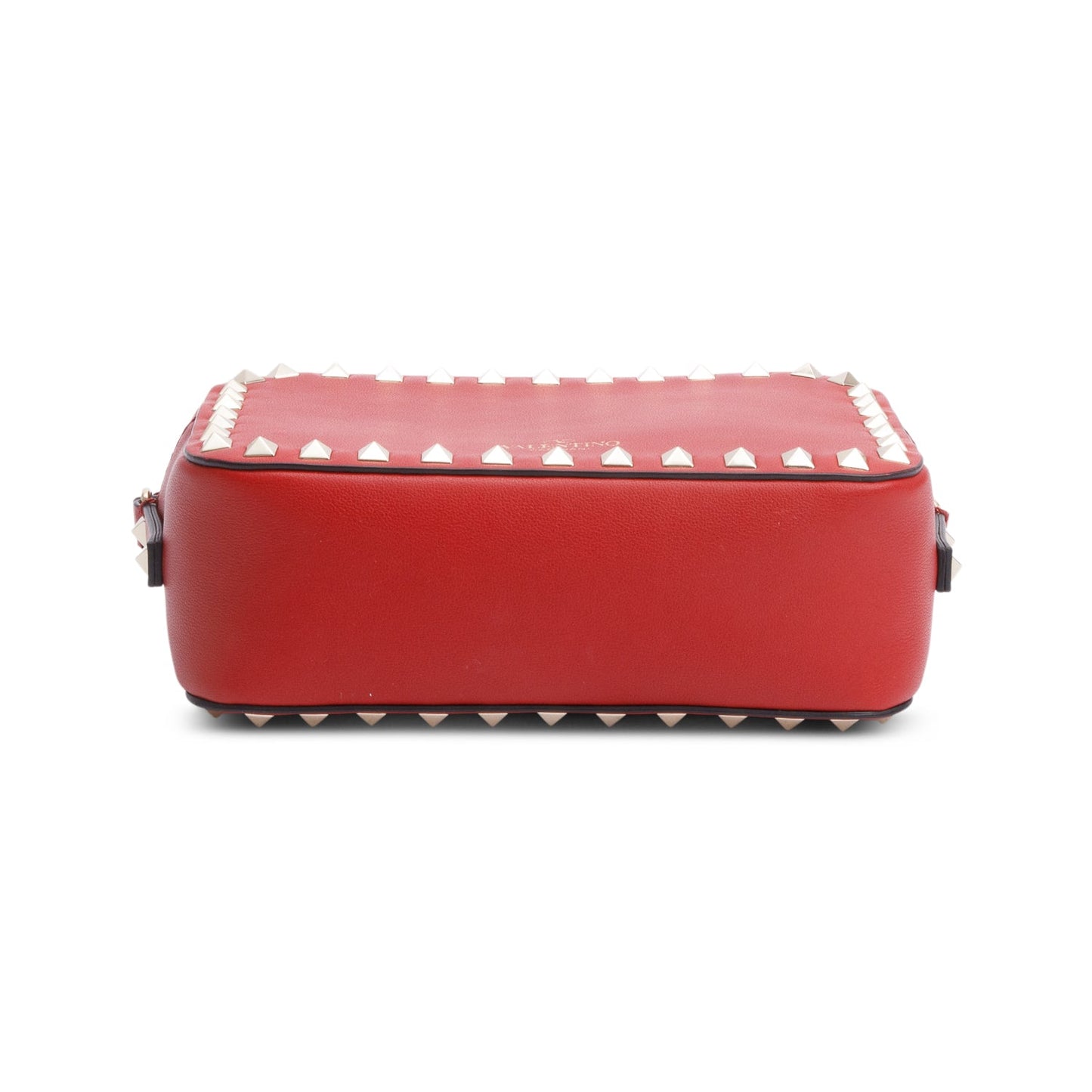 Valentino Red Calfskin Leather Rockstud Camera Crossbody Bag