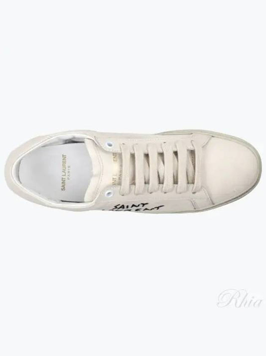Luxury Saint Laurent Trending 2025 Court Classic SL/06 Embroidered Sneakers In Canvas And Leather Cream