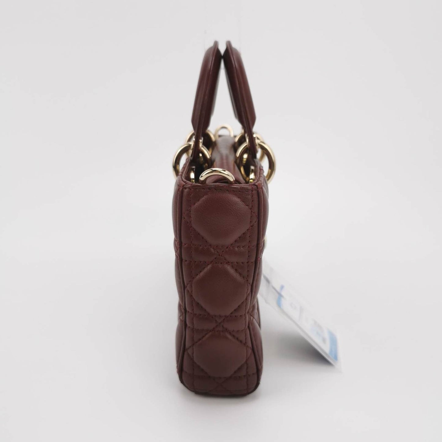 Lady D-Joy Medium Handbag Burgundy  Lambskin Cannage Leather