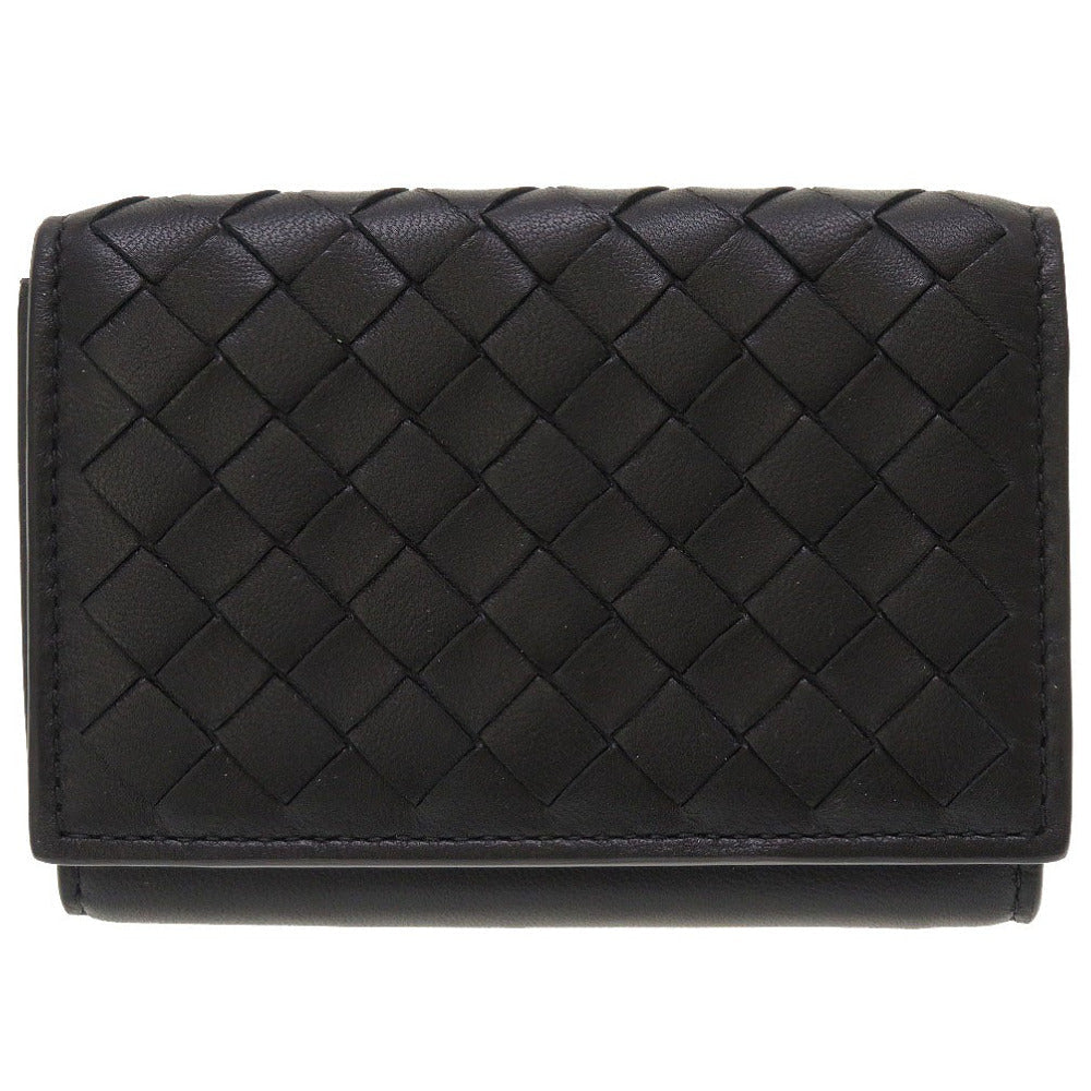 BOTTEGAVENETA Tri-fold wallet 515385 leather black Compact wallet INTRECCIATO mens