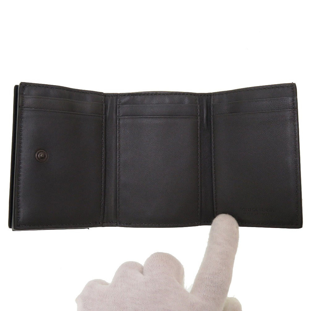 BOTTEGAVENETA Tri-fold wallet 515385 leather black Compact wallet INTRECCIATO mens