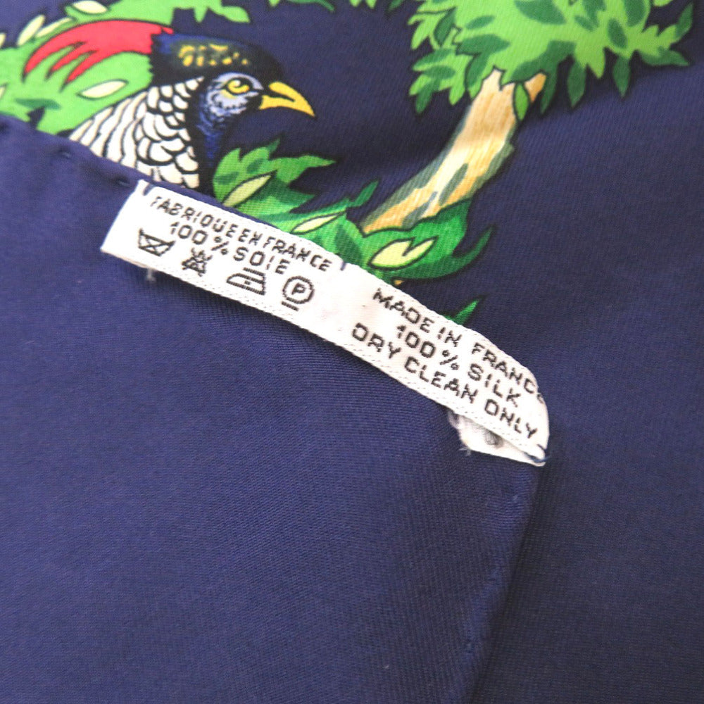 HERMES scarf silk Navy Carre90 SICHLIAN Sicilian Animals Sichuan unisex(Unisex)